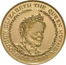 2002 Proof Gold £5 Crown Coin Queen Mother Memorial