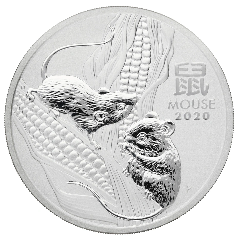 2020 Year of the Mouse Silver Coin 2oz Perth Mint Australian Lunar Series