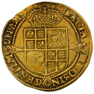 1624 Laurel Gold Coin James I Hammered mm trefoil