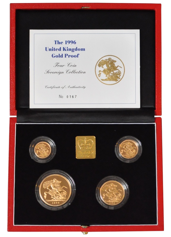 1996 Gold Proof Sovereign Four Coin Set Boxed