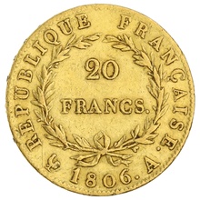 1806 20 French Francs - Napoleon (I) Bare Head - A
