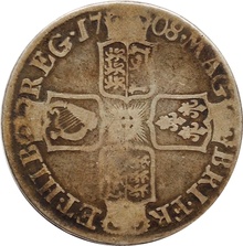 1708 Silver Half Crown Coin Queen Anne