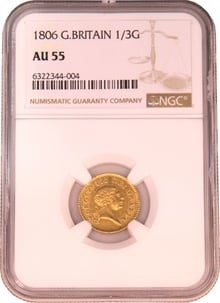 1806 1/3 Guinea Gold Coin George III NGC AU55