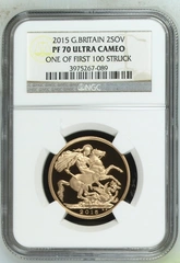 2015 Proof £2 Coin Gold Double Sovereign Elizabeth 4th Head NGC PF70