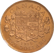 1914 Canada $10 Gold Coin NGC MS64