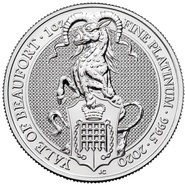 2020 1oz Yale Of Beaufort Platinum Coin Queen's Beasts