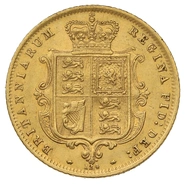 1872 Gold Half Sovereign Queen Victoria Young Head Shield Back