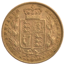 Gold Sovereign - Victoria Young Head Shield Back