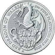 2018 1oz Red Dragon of Wales Platinum Coin Queen's Beasts