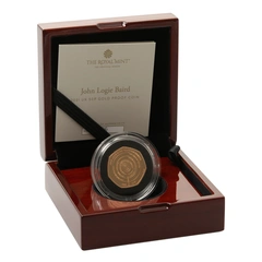 2021 Proof 50p Gold Coin Logie Baird Innovation in Science Boxed
