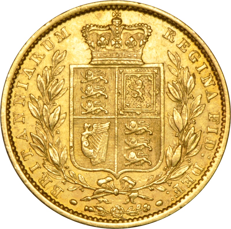 1848 Gold Sovereign - Victoria Young Head Shield Back - London