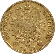 German 10 Mark Gold Coin Wilhelm I 1872-1880