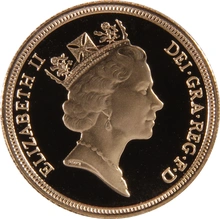 1992 Proof Gold Sovereign Coin Elizabeth II Third Head