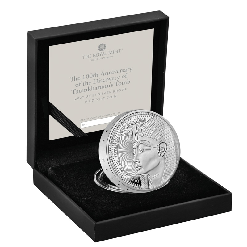 2022 Proof Piedfort Silver Crown £5 Coin 100th Anniversary of Discovery of Tutankhamun’s Tomb Boxed