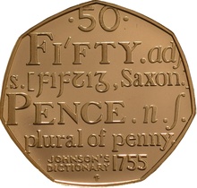 2005 Proof 50p Gold Coin Samuel Johnson Boxed