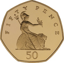 2008 Proof Gold 50p Coin Britannia Seated
