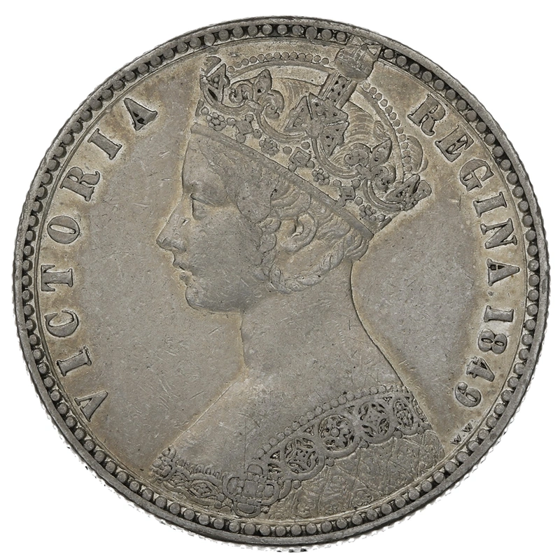 1849 Florin Silver Coin Queen Victoria Godless