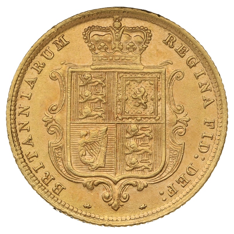 1885 Gold Half Sovereign Queen Victoria Young Head Shield Back