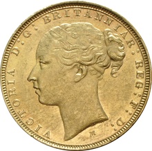 1872 Gold Sovereign - Victoria Young Head - M
