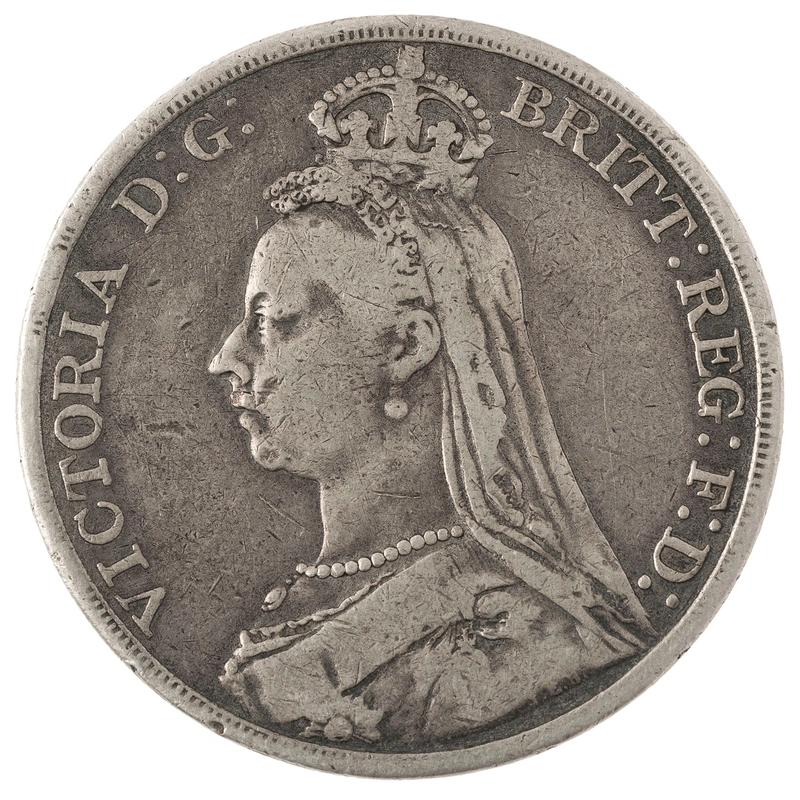 1890 Silver Crown Coin Queen Victoria Jubilee Head Fine