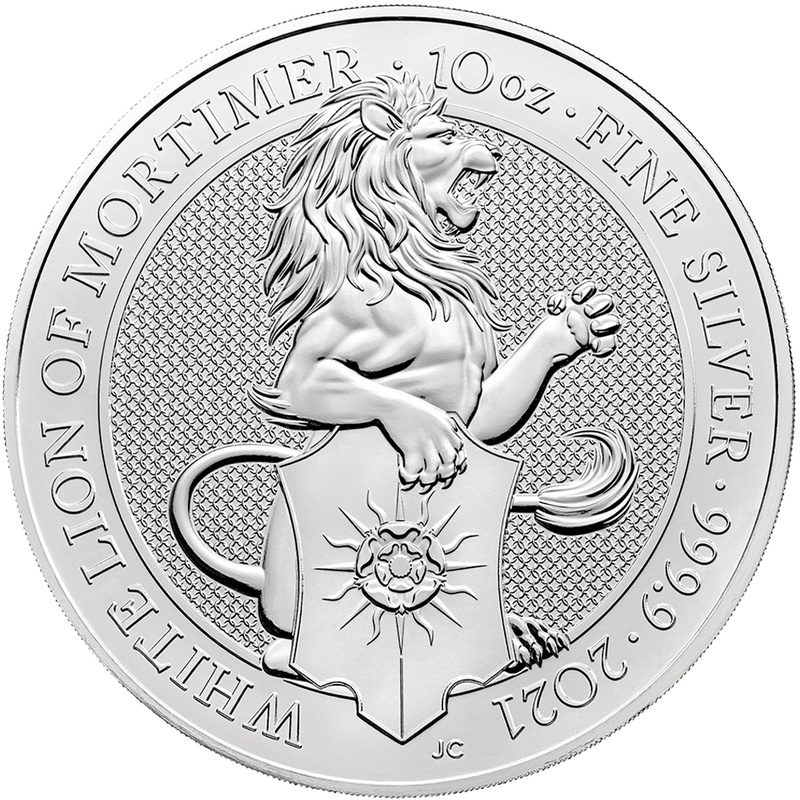2021 10oz White Lion of Mortimer Silver Coin Queen's Beasts