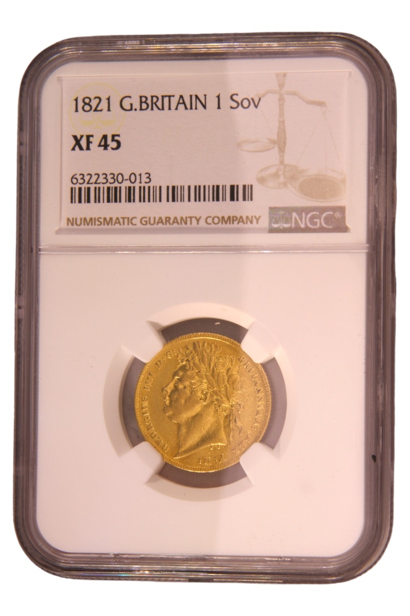 1821 Gold Sovereign - George IV Laureate Head NGC XF45