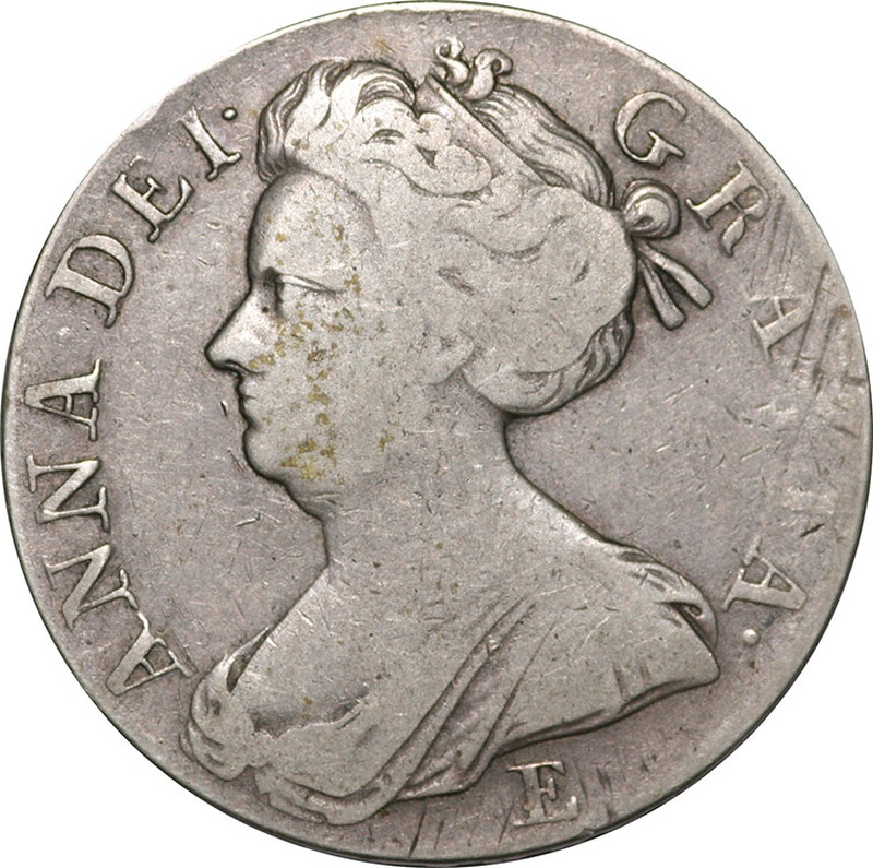 1708 Silver Crown Coin Queen Anne Fine