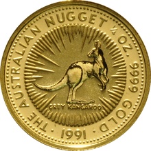 1991 1/4oz Australian Kangaroo Gold Nugget Coin