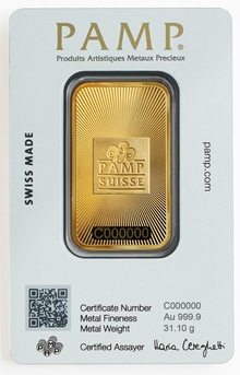 1oz Gold Bar PAMP Suisse Minted