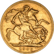 1909 Gold Sovereign Coin Edward VII Canada NGC AU50