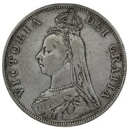 1890 Double Florin Silver Coin Queen Victoria Fine