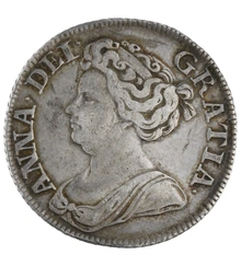 1711 Silver Shilling Coin Queen Anne Very Fine