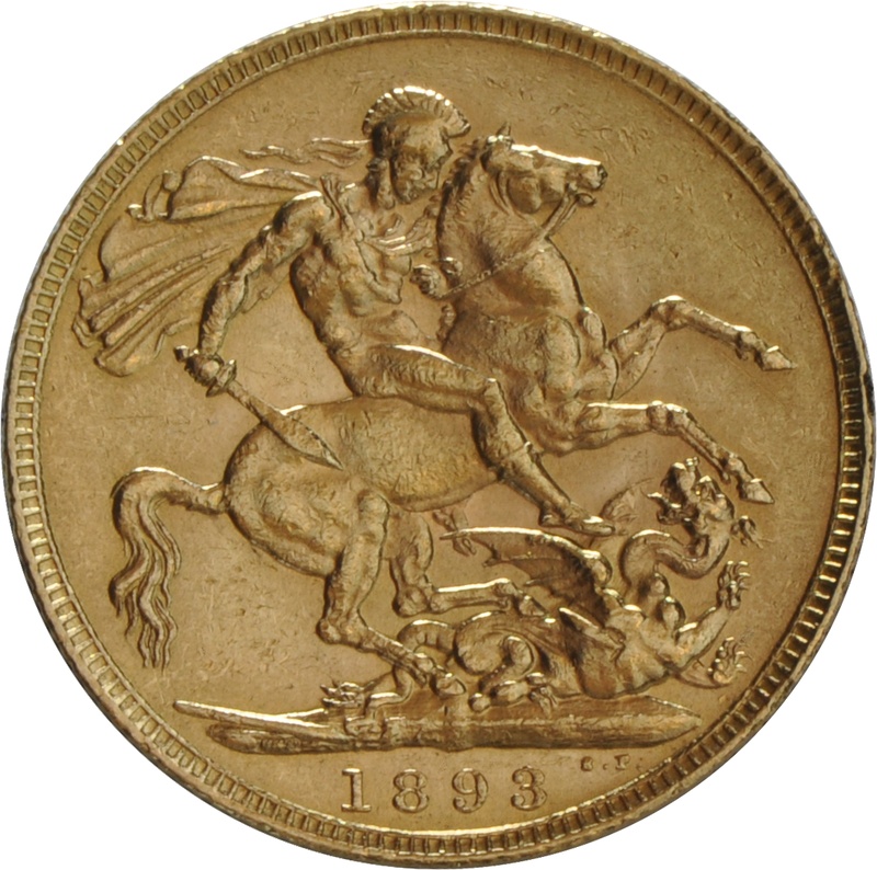 1893 Gold Sovereign Coin Queen Victoria Old Head