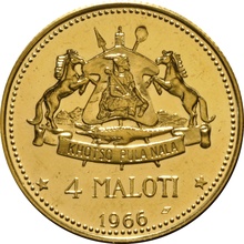 1966 Lesotho 4 Maloti Gold Coin Independence