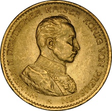German 20 Mark Gold Coin Wilhelm II 1913-1915