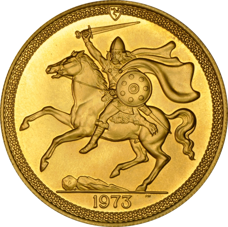 1973 Gold £5 Coin Quintuple Sovereign Isle of Man