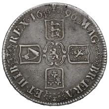 1696 Silver Crown Coin William III OCTAVO Very Fine