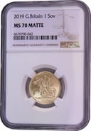 2019 Gold Sovereign Coin Matte NGC MS70