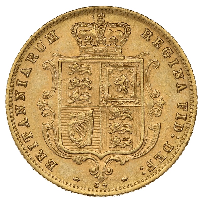1878 Gold Half Sovereign Queen Victoria Young Head Shield Back