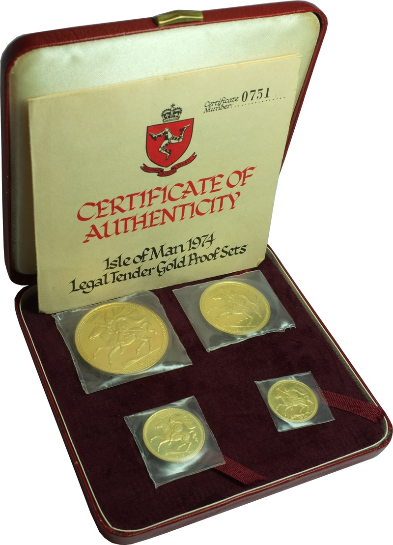 1974 Proof Isle of Man Gold Sovereign 4 Coin Set Boxed