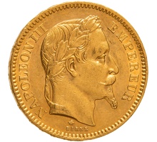 1862 French 20 Francs Gold Coin Napoleon III Laureate Head A