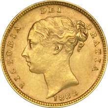 1883 Gold Half Sovereign Queen Victoria Young Head Shield Back NGC MS62+