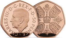 2022 Her Majesty Queen Elizabeth II Memorial Piedfort Fifty Pence 50p Proof Gold Coin Boxed