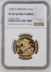1990 Proof £2 Coin Gold Double Sovereign NGC PF69
