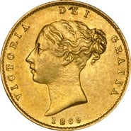 1869 Gold Half Sovereign Queen Victoria Young Head Shield Back NGC AU55
