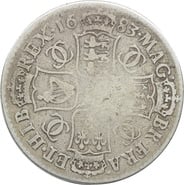 1683 Silver Half Crown Coin Charles II Fine