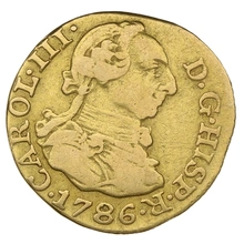 1786 Spanish 1/2 Escudos Gold Coin Charles III