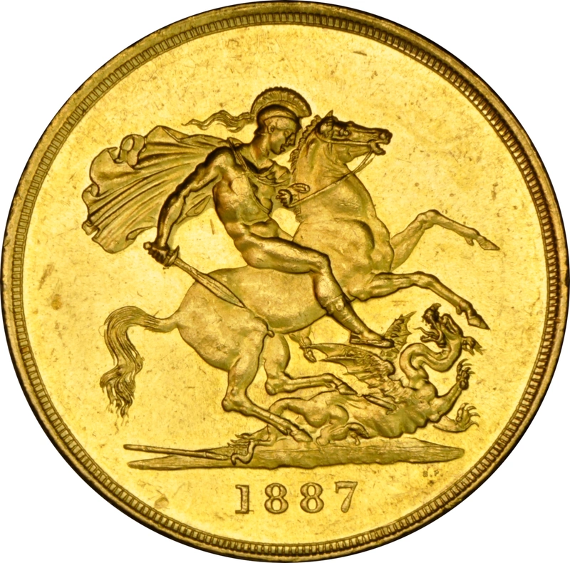 1887 Gold £5 Coin Queen Victoria Jubilee NGC MS62