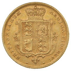 1884 Gold Half Sovereign Queen Victoria Young Head Shield Back