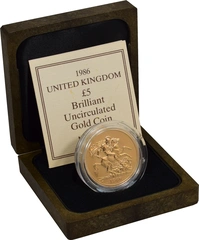 1986 Gold £5 Coin Brilliant Uncirculated Boxed
